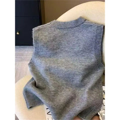Voguable  Fresh Lovely New Heavy Beading Vest Layering Knit Slim Fit Sweaters Women Clothing Trendy All-match Literary Casual Camis voguable
