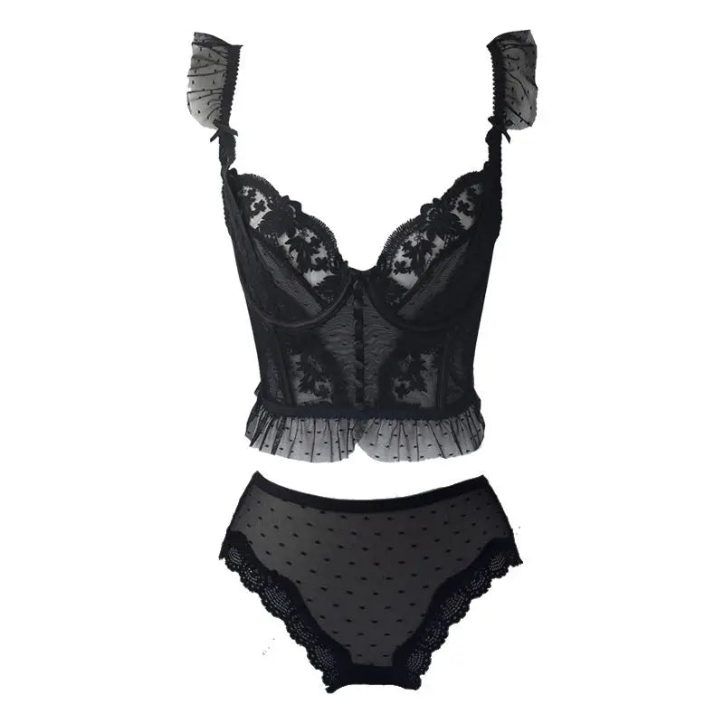 Voguable  2024 New Sexy Lace Woman Transparent Bra Tops Sweet White Bralette Vest Corset Brss Comfortable Intimates Fashion Sets Design voguable