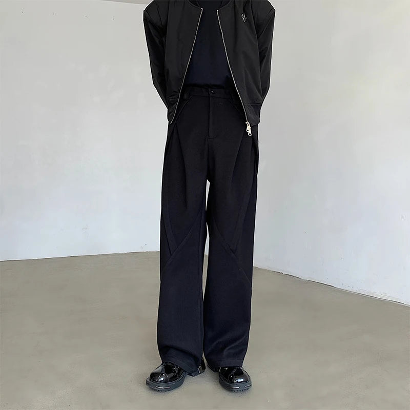 Voguable Black Suit Pants Men Fashion Society Men Dress Pants Korean Loose Straight Wide Leg Pants Men Office Formal Trousers M-2XL voguable