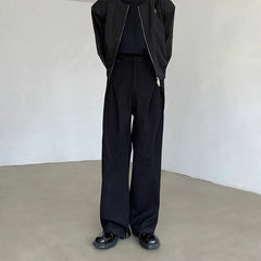 Voguable Black Suit Pants Men Fashion Society Men Dress Pants Korean Loose Straight Wide Leg Pants Men Office Formal Trousers M-2XL voguable