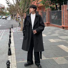 Streetwear Spring Trench Korean Men Fashion Overcoat for Male Long Windbreaker Streetwear Men’s Woman‘s Coat Loose New Clothing voguable
