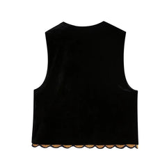 Vintage Waistcoat Women y2k Aesthetic Vest Flower Embroidery Sleeveless Cardigan Coat Tops 2000s Clothing Streetwear voguable