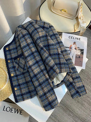 Thick Warm Elegant Tweed Jacket Women Slim Vintage Long Sleeve Winter Coat Korean Casual O Neck Female Retro Sweet Tops New voguable