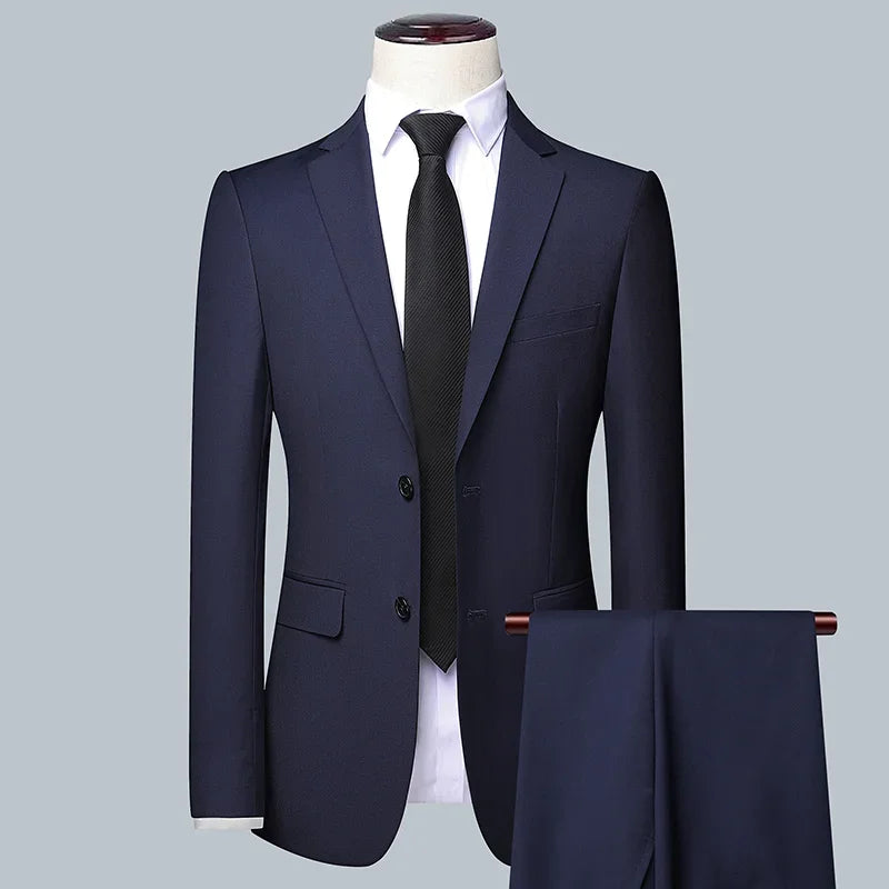 Voguable High-quality solid color (suit + vest + trousers) Men's business formal suit 3/2 business suit bridegroom and best man voguable