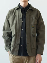 Vintage Army Green Cargo Denim Jacket Men Women Spring Autumn Clothing Harajuku Coat Korean Fashion Military Casual Workwear voguable
