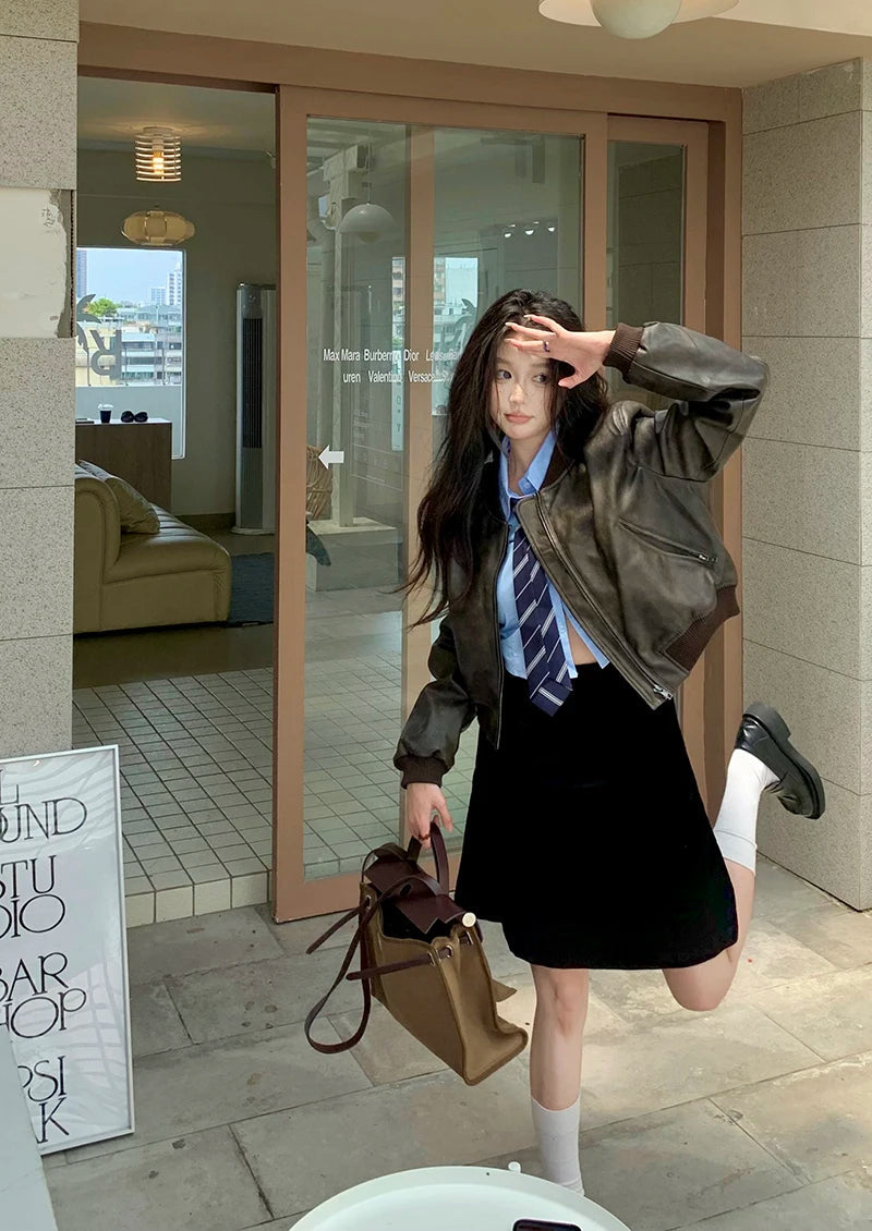 Streetwear Tie Shirts Women Preppy Jk White Long Sleeve Crop Tops Student Korean College Slim Blouses Spring Autumn New voguable