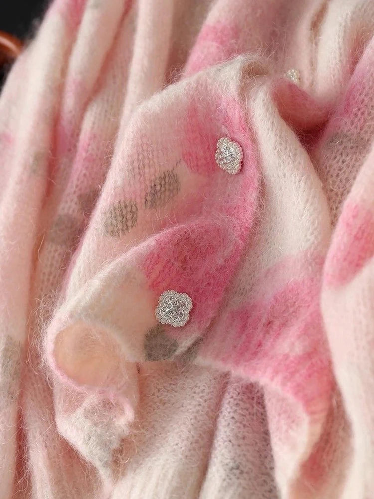 Elegant Floral Sweet Cardigan Sweaters Women Long Sleeve Lazy Wind Vintage Knitted Coats Fall New O Neck Single Breasted Tops voguable