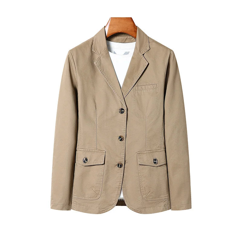 Men's Premium Suit Jacket Spring Autumn Casual Workwear Pure Cotton Jacket Men's Korean Version Slim Fit Loose Plus Size Suit voguable