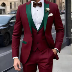 Voguable  New Men's Suit 3-Pieces Set (Jacket+Pants+Vest) Wedding/Party/Office Coat and Vests Trousers Sizes XS-6XL voguable