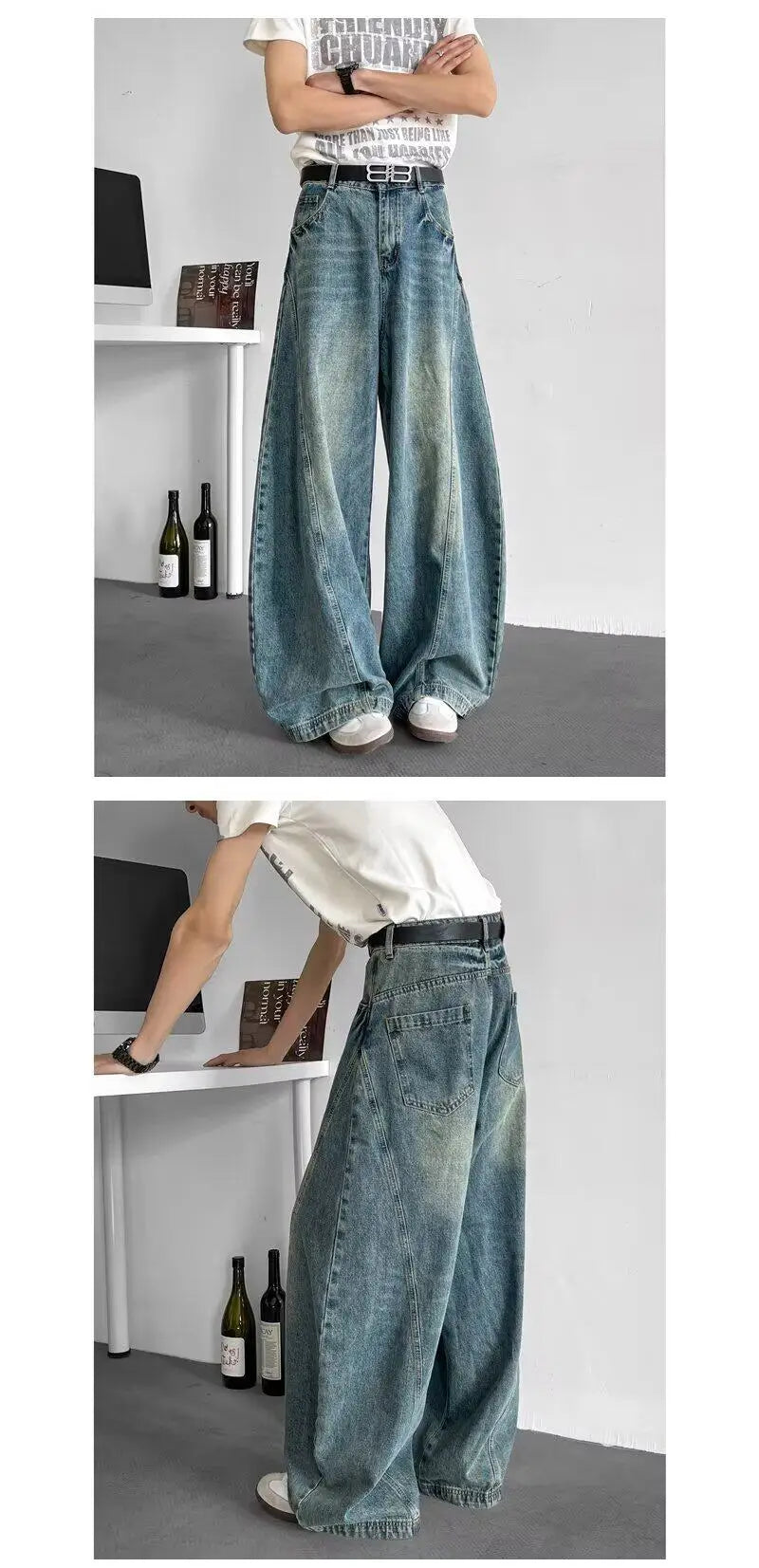 Men Baggy Jeans Wide Leg Unisex Streetwear Hip Hop Dance Pants Loose Fit Trousers Oversized Urban Jogger Street Dance Clothing voguable