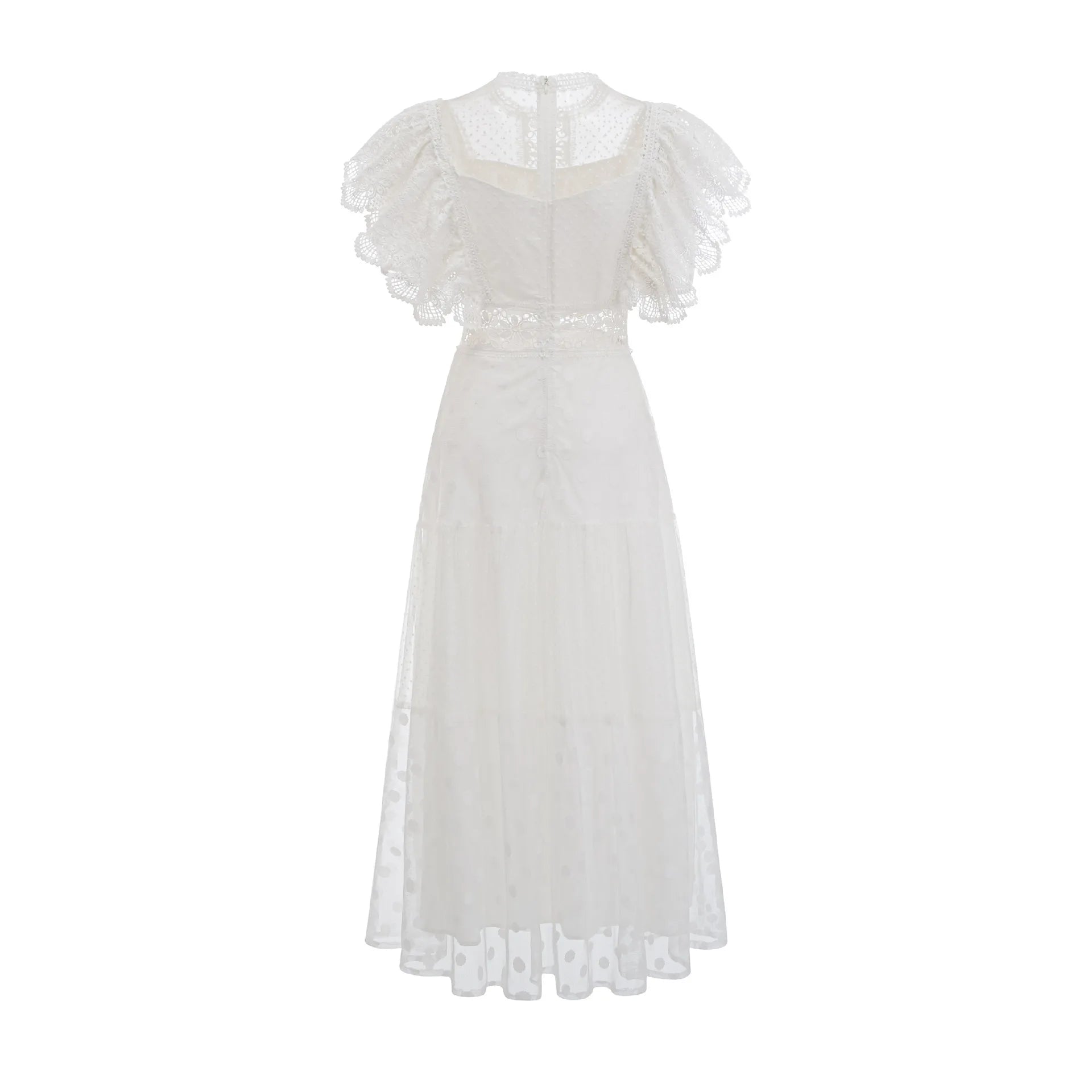 Fashion Black Polka Dot Perspective Dress Women's Round Neck Slim Fly Sleeves Ankle-length Dresses Summer New 3A102 voguable