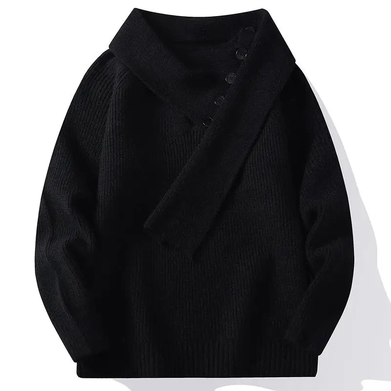 Voguable  Winter/Autumn Trendy Scarf V-neck Men's Knitted Sweater High Street Korean Style Fashion Youth Hoodies voguable