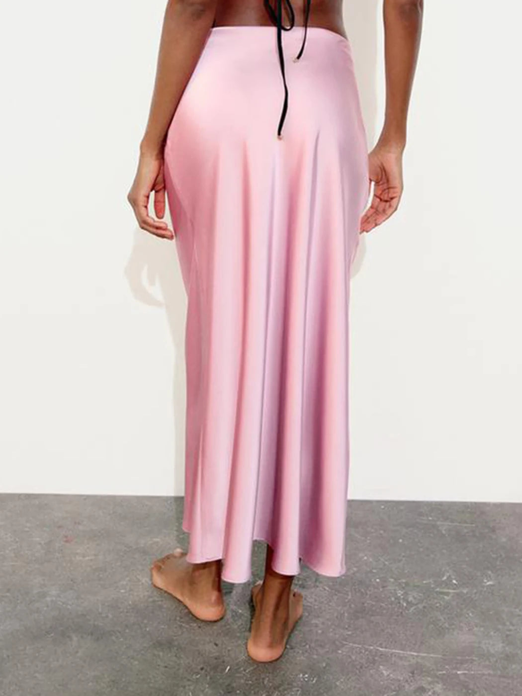 2025 Pink Sweet Satin Long Skirt New Solid Color High Waist Elegant Slim Summer Women Skirt Fashion Party Female Clothing voguable