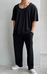 Voguable  American Sle Hard Man U-Ne T-irt Muscle Men Elastic Loose oulder ort Sve Low Ne Ice Silk Modal Trendy Top voguable