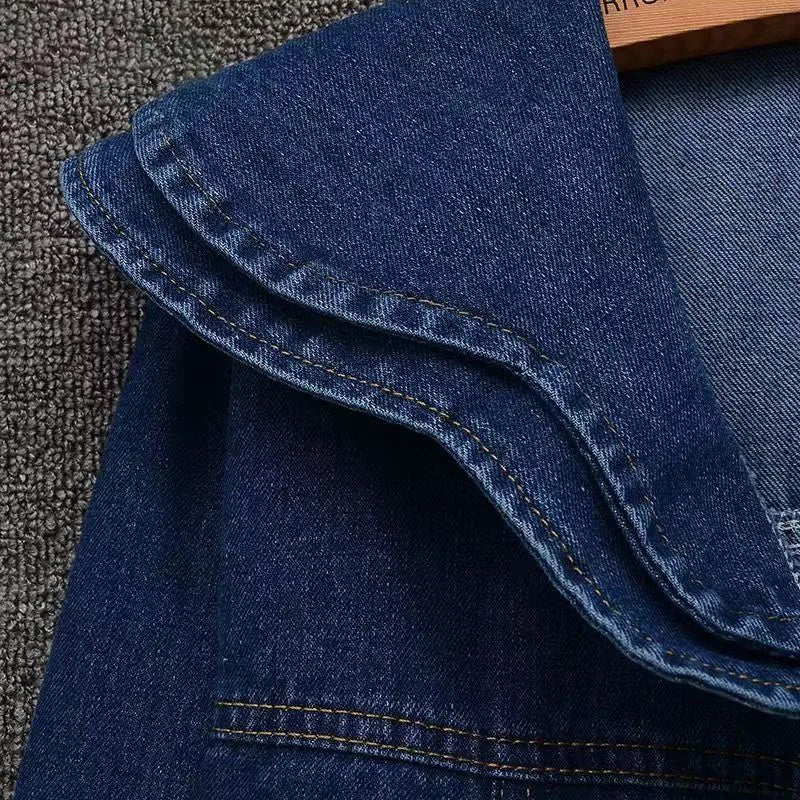 Voguable  Spring Autumn New French Doll Collar Denim Jacket Women's Short Outwear Fashion Loose Korean Long Sleeve Jeans Jackets Tops voguable