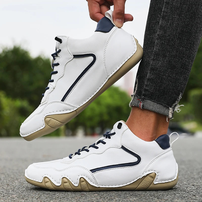 Voguable  Men's Casual Loafers Fashionable Low Cut Handmade Leather Sports Shoe New Retro British Style Men's Motorcycle Riding Boots voguable