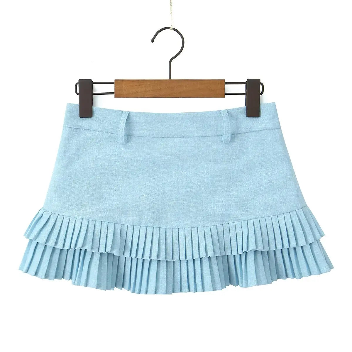 Cool Girl Y2K Pleated Mini Skirt Sexy Low Waist Short Skater Skirts With Shorts Lining voguable