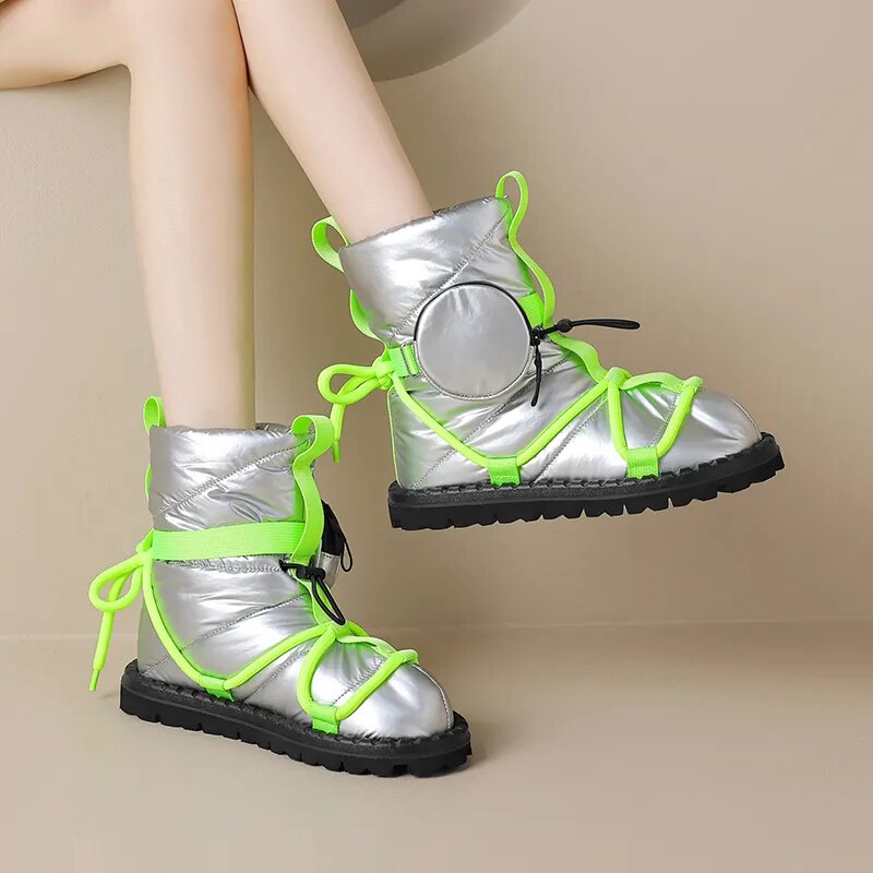 New Women Ankle Boots Fashion Design Popular Mixed Colors Female Snow Boots Platforms Winter Warm Casual Black Shoes Woman voguable