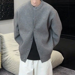 Simple Elegant Cardigan Personalized Solid Color Round Neck Sweater Jacket Autumn Winter Loose Knitted Cardigan Cityboy Knitwear voguable