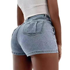 Voguable  Fashion Irregular Splicing Women's Denim Shorts Summer High Waisted A-line Jean Skirt Shorts Woman Slim Washed Blue Cowboy Pants voguable