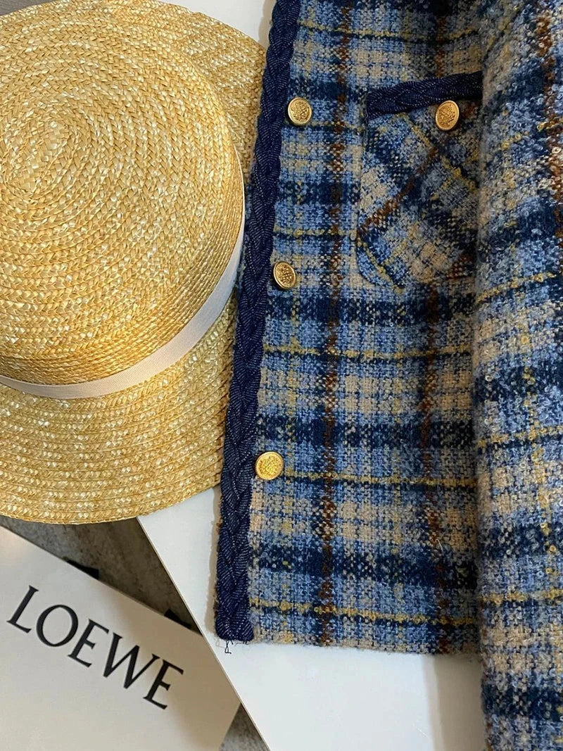 Thick Warm Elegant Tweed Jacket Women Slim Vintage Long Sleeve Winter Coat Korean Casual O Neck Female Retro Sweet Tops New voguable