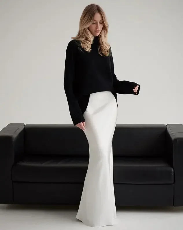 Casual Satin Women'S Skirt Spring Summer Fashion Loose High Waist Maxi Skirts Elegant Simple Slik Fishtail Skirt voguable