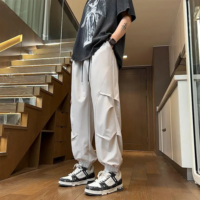 Voguable  S-XXXL Techwear Drawstring Elastic Waist Punk Jogger Harem Pants Streetwear Casual Stretwear Summer Trousers for Men Clothing voguable