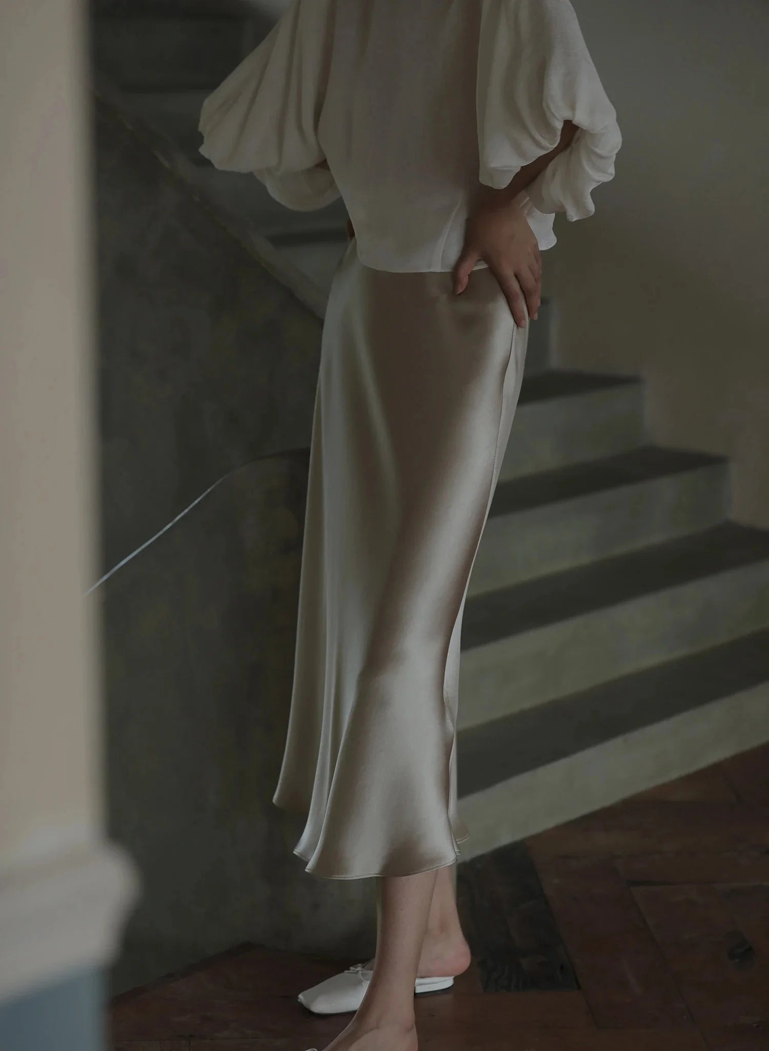 Silk Satin Skirts for Women Korean Style Champagne Office High Waist A- line Skirt Fashion Elegant Solid Long Pencil Skirt 2024 voguable