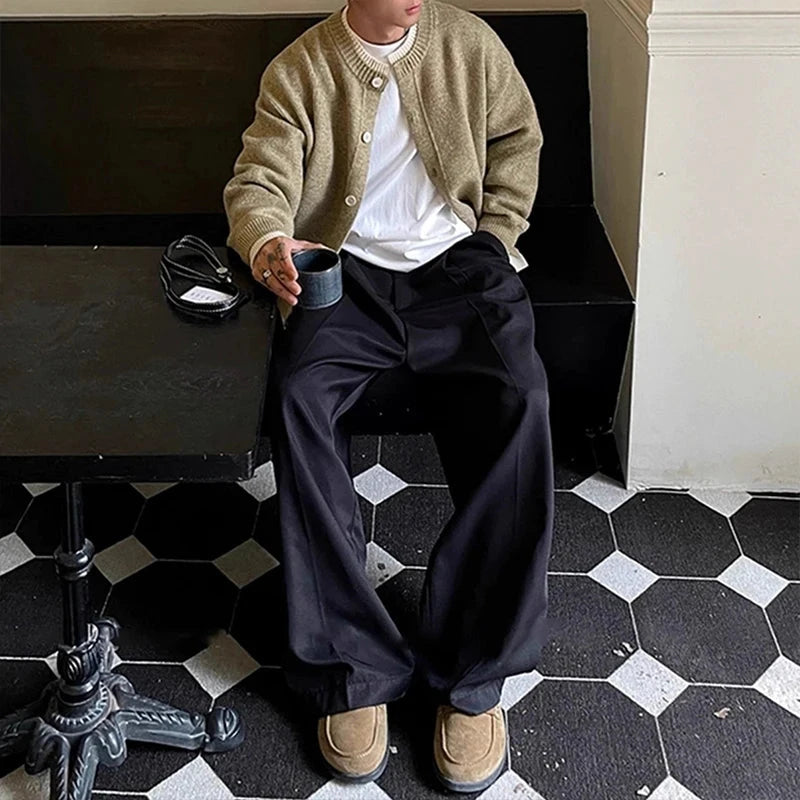 Old Money Vintage Cardigan Coat Light Luxury Knitted Lapel Long Sleeve Men Sweater Jacket Leisure Premium Quality Knitwear M-3XL voguable