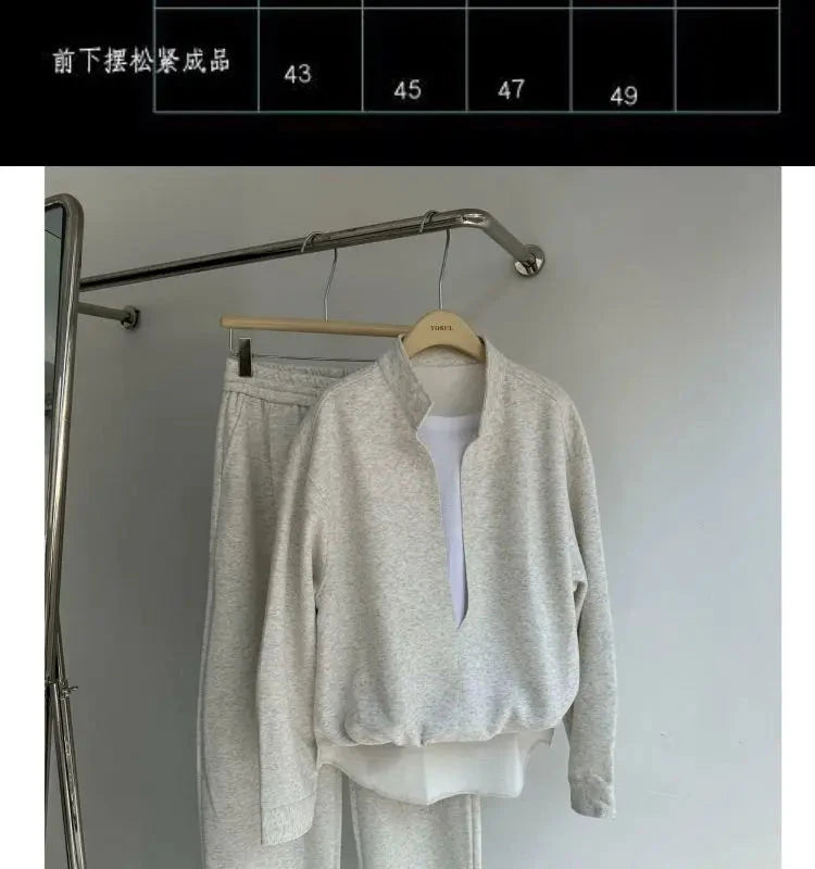 Korean Casual Sports High-end Suit Autumn Sweatshirt Fake Two-piece Spring Fashion Trend Casual Loose Suit Aesthetic Academy voguable