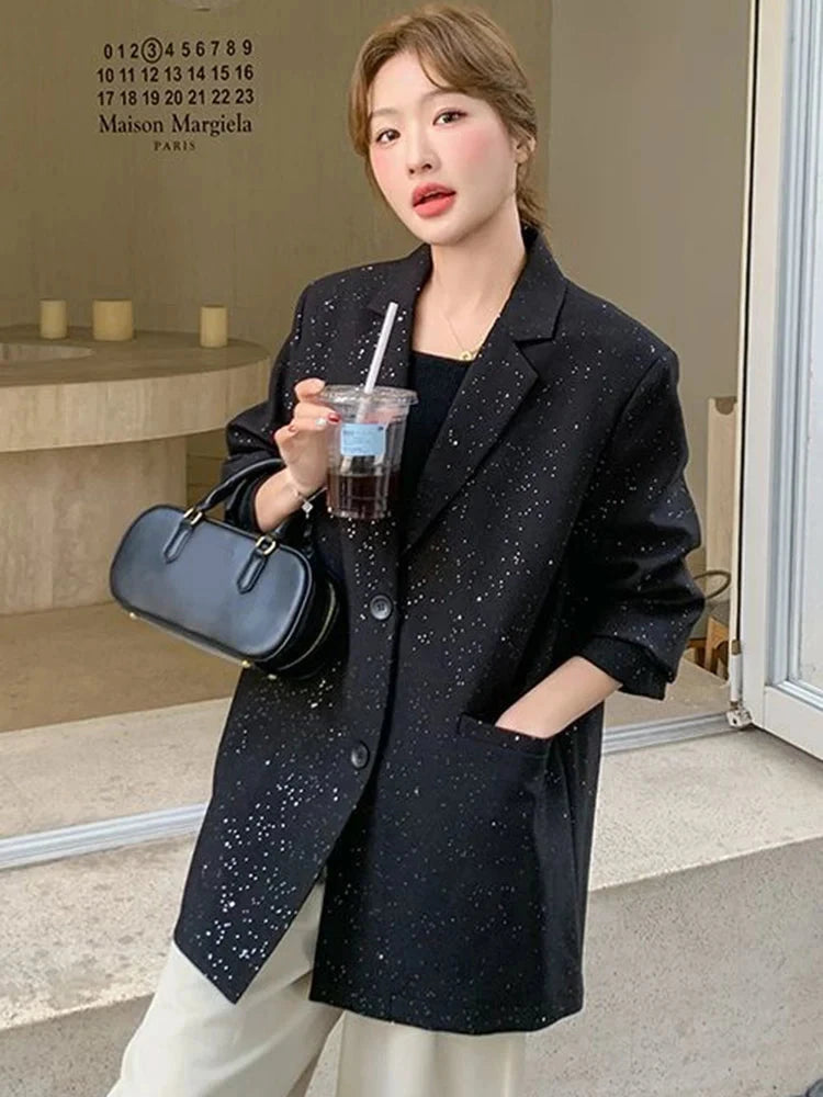 Elegant Black Blazer Women Fashion Sweet Long Sleeve Design Suit Coat Korean Casual Chic Female Fall Winter Sweet Jacket voguable