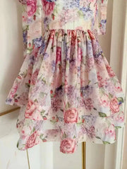 Fashion Women Dress Full Sleeve Square Collar Print Lace Up Bow Female Party Dress New Tide voguable