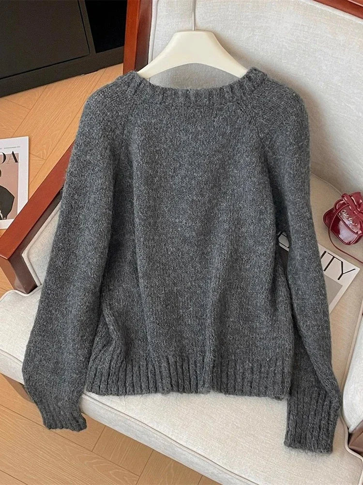 Cute 3D Cherry Sweaters Women Lazy Wind Long Sleeve Knitted Jumpers Japan Loose O Neck Female Kawaii Sweet Pullovers Tops voguable