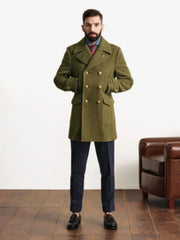New European and American clothing, British men's medium length long sleeved woolen coat, autumn winter   coat voguable