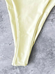 Voguable  Sexy Triangle Bikini Women Yellow Metal 3D Snake Strap Push Up Pleate Thong Swimsuit Summer Bathing Suit Bandage Swimwear voguable