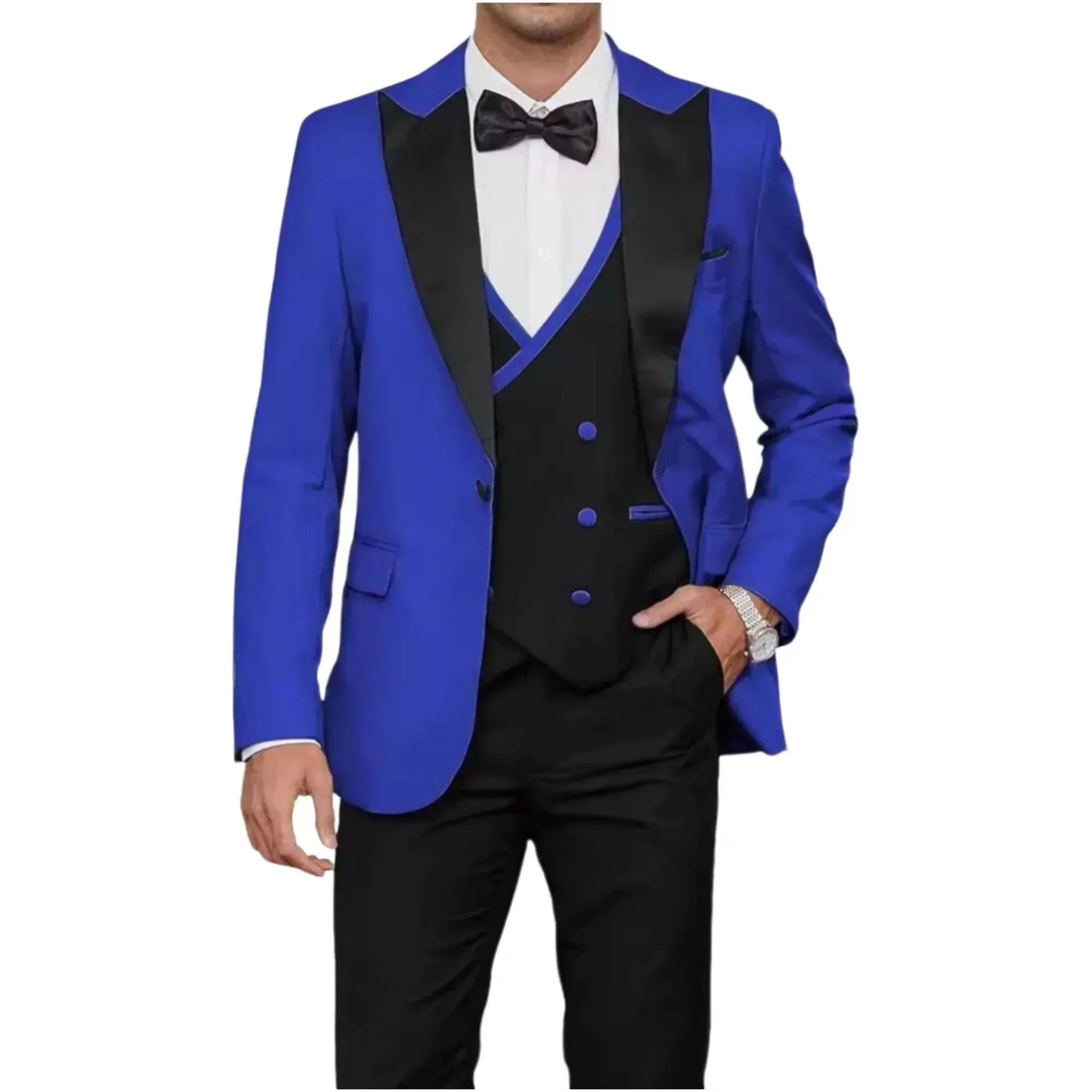 Voguable  New Solid Suits for Men Slim Fit Groom Wedding Suits Tuxedo Best Man Blazer Vest Pants 3 Pieces Fashion Marriage Costume voguable