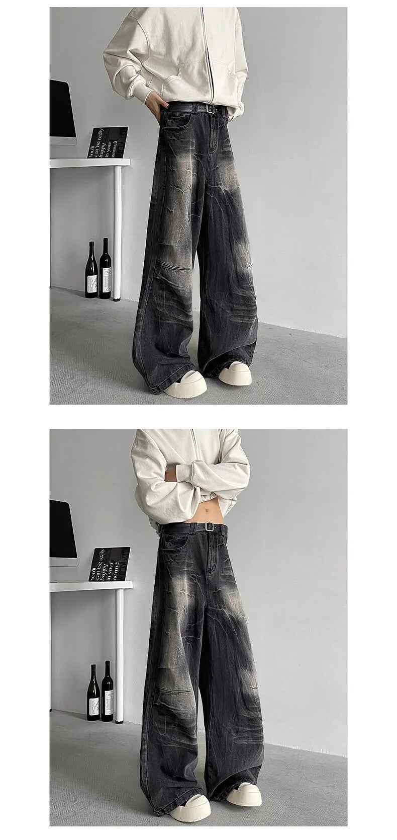 Jeans Men baggy Wide Leg Washed Marble Jeans Vintage Comfort Denim Pant Relaxed Fit Casual Trousers Trend Streetwear Urban Style voguable