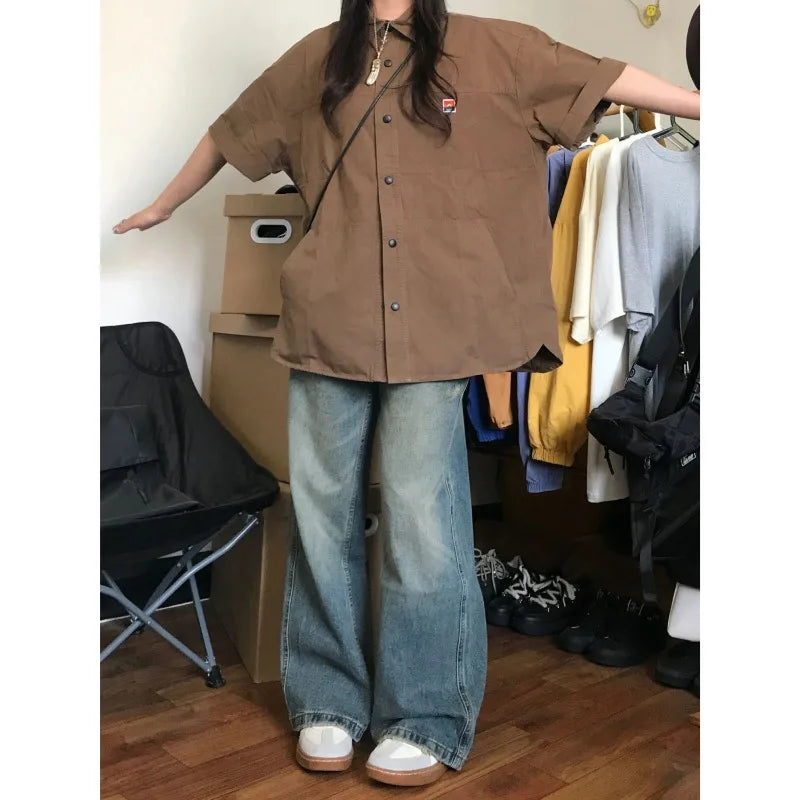 Vintage Blouse for Women 2024 Shirts Woman Summer Short Sleeve Korean Style Oversized Shirt Chiffon Blouse Crop Shirt voguable