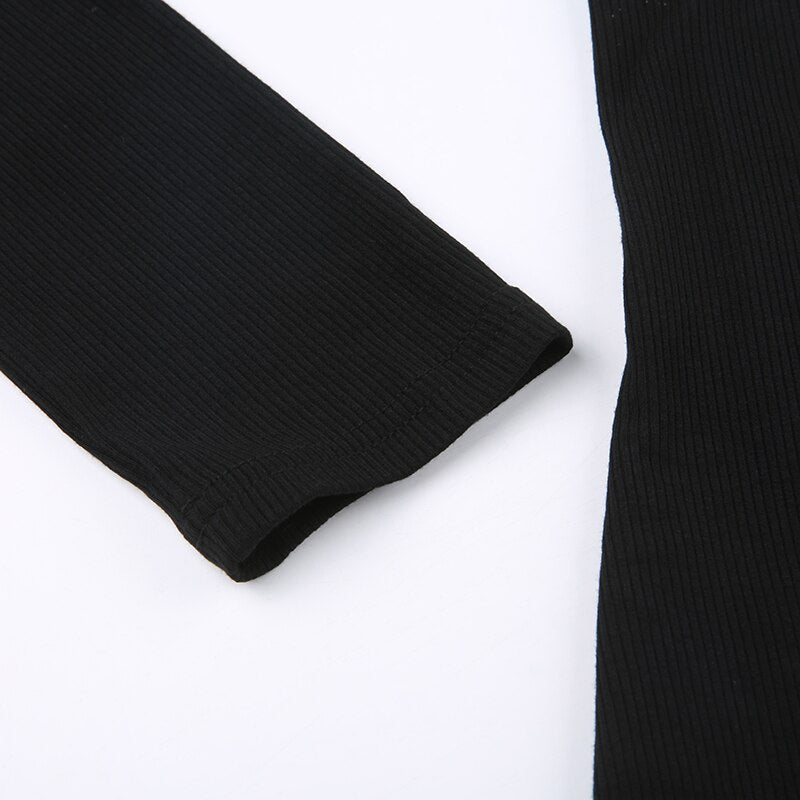 Black Knitted Off-Shoulder Long Dress mysite