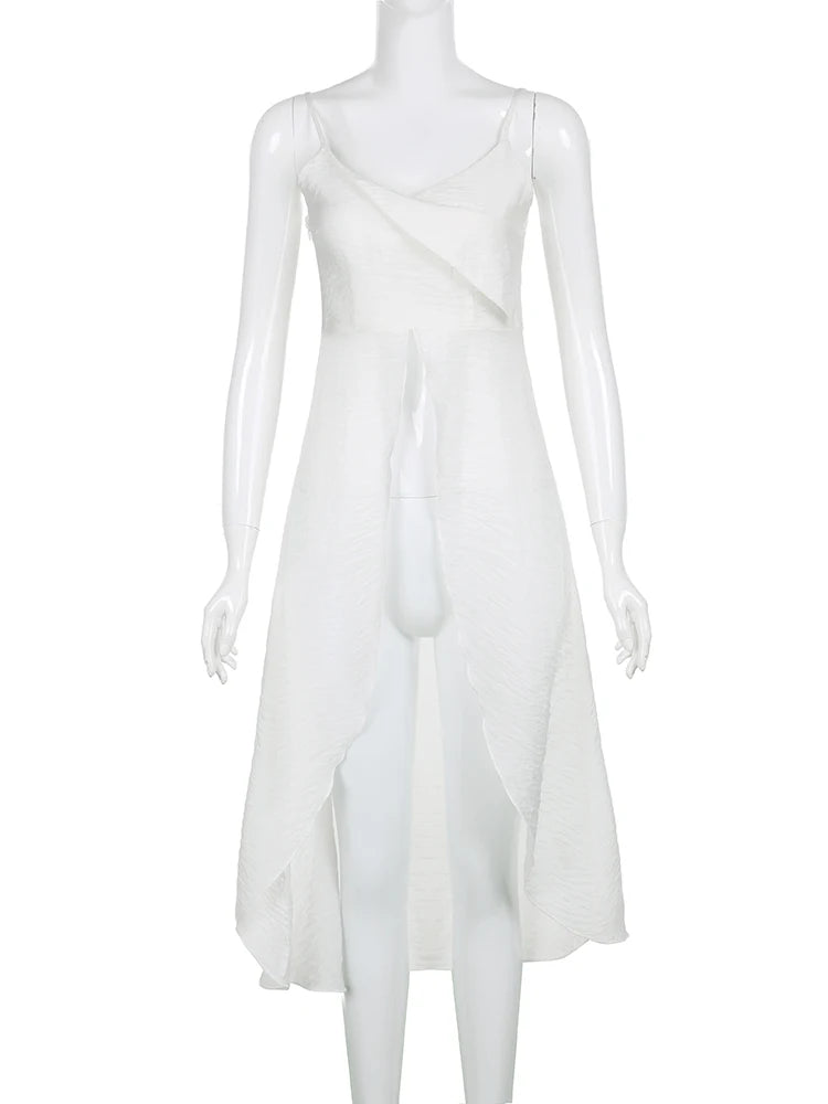 Beach Style Solid Long Camis Tops Holiday Slash Neck Sleeveless Tank Tops Women Summer Fashion Streetwear Tanks voguable