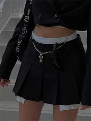 Taruxy New Mini Skirt For Women Cute High Waist Fashion Y2K Skirts Set 2022 Casual Streetwear Womens Bottom Black Pleated Skirts voguable