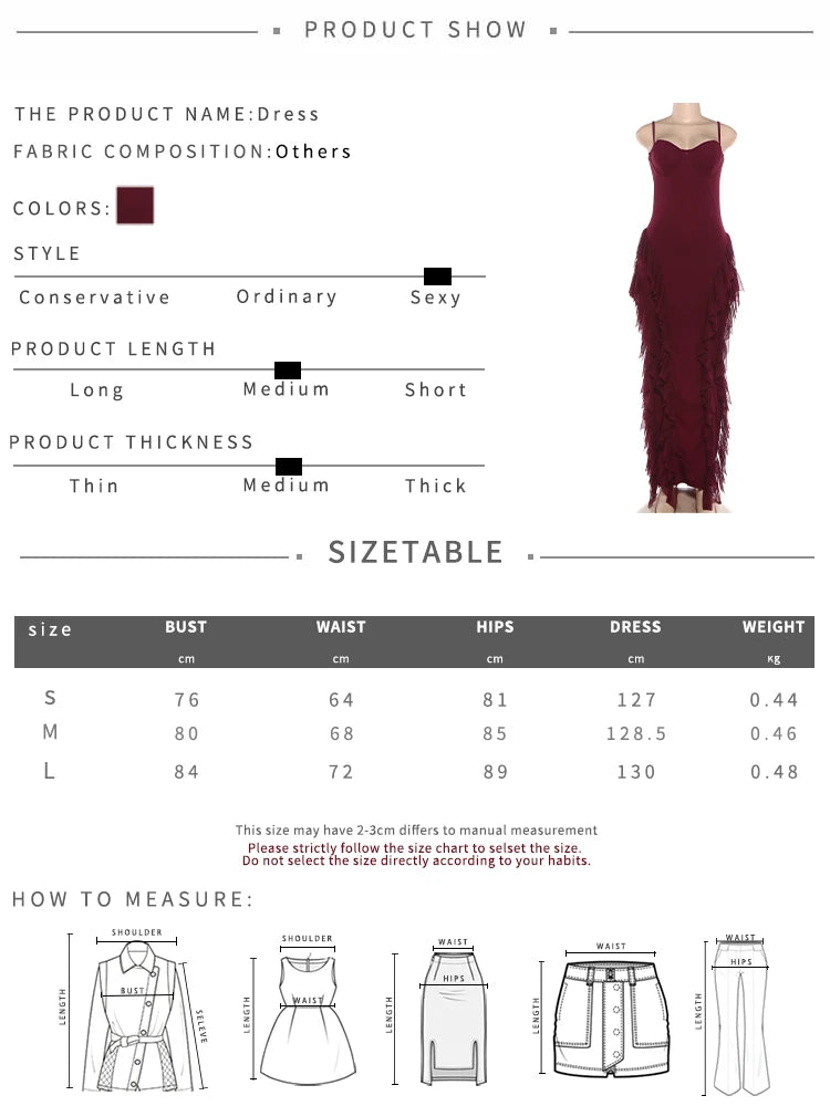 Voguable  Elegant Tassel Patchwork Dress Women Sexy Low-Neck Sleeveless Stretch Skinny Fashion Classic Evening Party Clubwear voguable