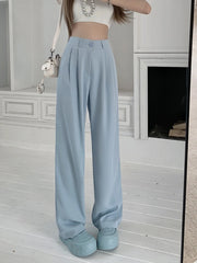 Voguable Simple Women Suit Pants Casual Elastic High Waist Summer Korean Office Ladies Trousers Fashion Solid Female Pants voguable