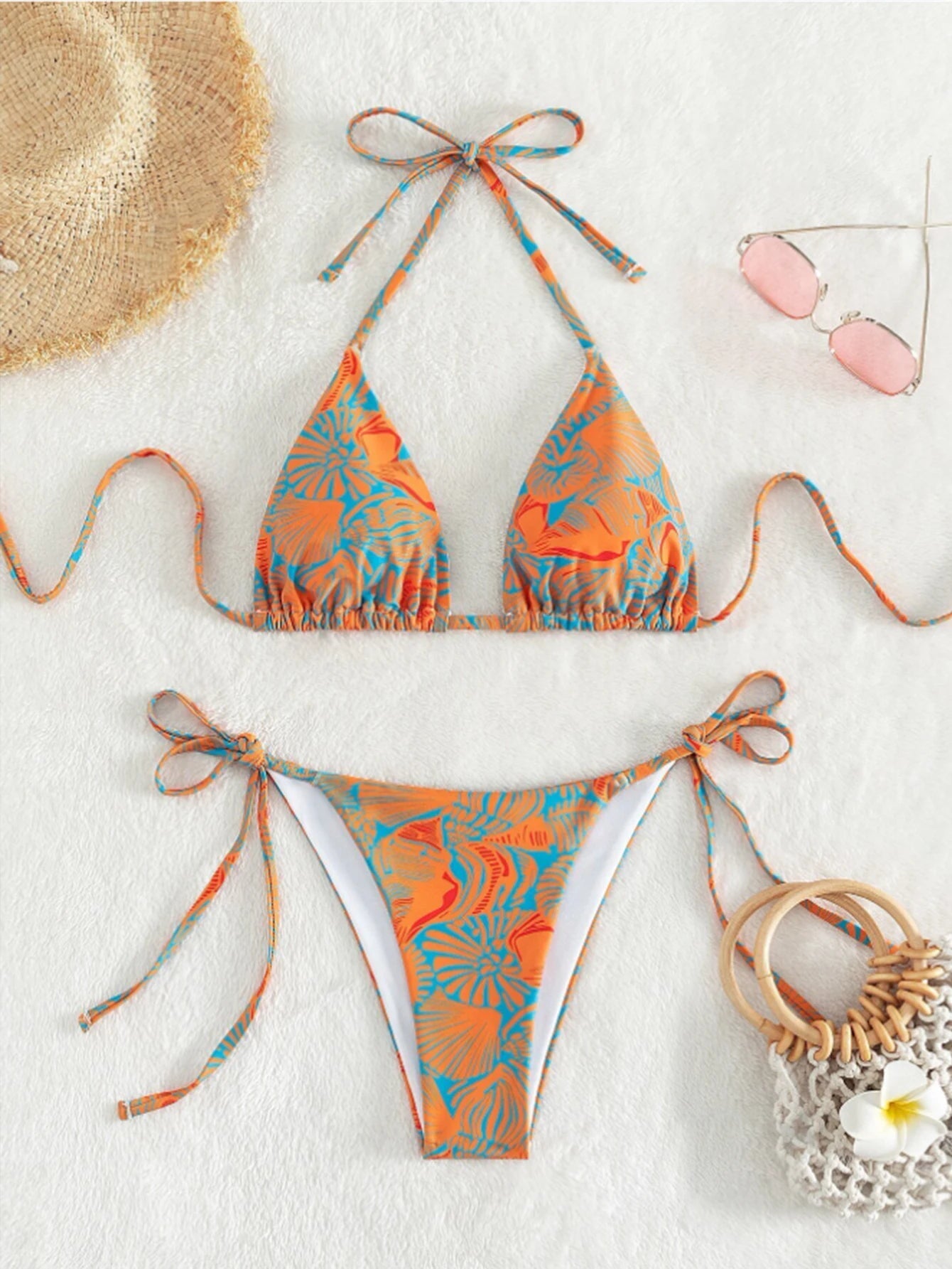 Voguable  Triangle String Bikinis Printed Swimwear Female Sexy Brazilian Swimsuit Women Bathers Bathing Swimming Swim Suit Beachwear voguable