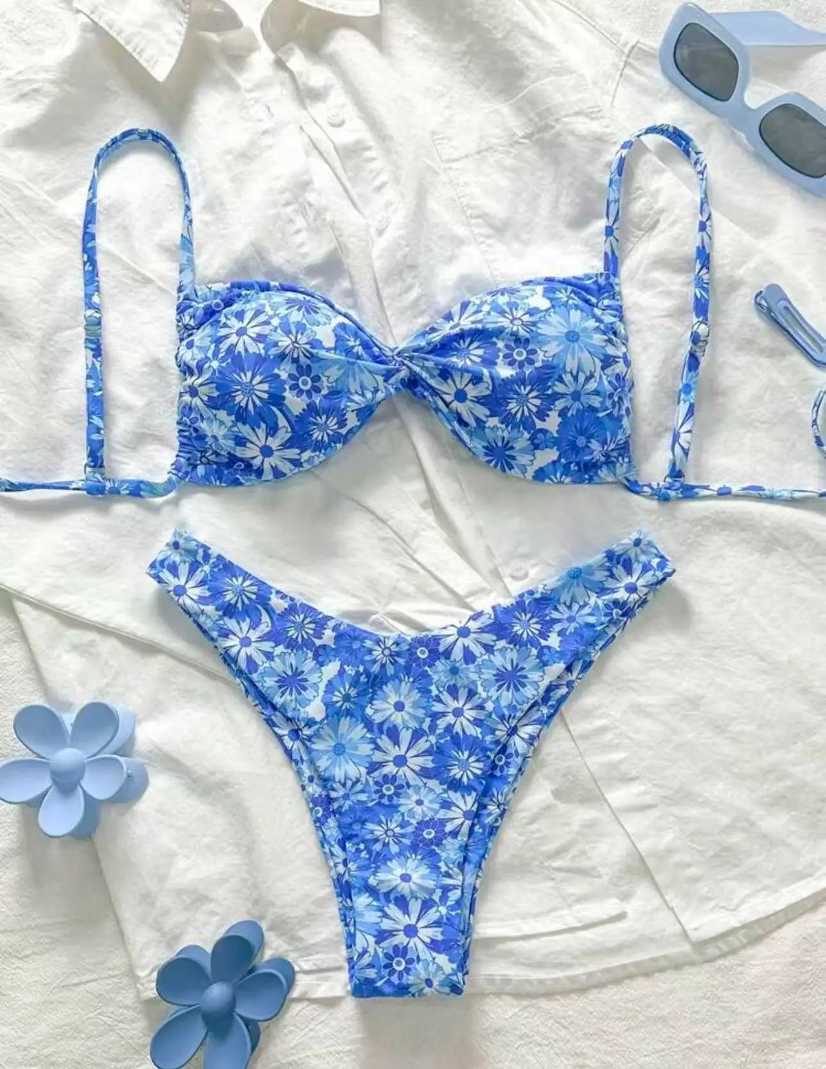 Voguable  Strappy Thong Bikini Women Printed Floral Swimwear Female Sexy Swimsuit Bathers Bathing Swimming Swim Suit Beachwear voguable