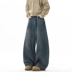 Wide Leg Jeans Men Denim Dark Blue Floor Sweeping Baggy Trousers Street Dance Hip Hop Unisex Urban Fashion Urban Streetwear voguable