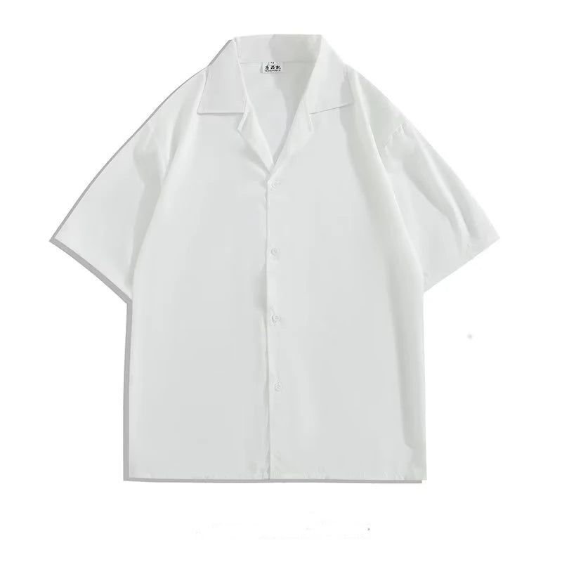 Button Up Solid Coloar Men's Shirt Summer Oversized Plain Basic Shirt for Man 2 Colors voguable