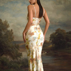 Voguable  new spring clothes women's clothing European and American - printed dress fashionable and sexy high-waist slim voguable