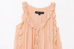 Fashion Ruffle Chic Summer Tank Top For Women Chiffon Solid Color Loose Sleeveless Top V Neck Sweet Hic Woman Vest 2025 New voguable