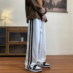 Loose Coffee Corduroy Pants Men Women Drawstring Striped Wide Leg Pants Autumn Casual Easy Care Anti-wrinkle Mopping Trousers gotmes-shop